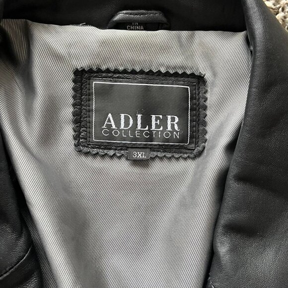 Adler Genuine Lamb Skin Leather Trench Coat Mens XL Black Biker Moto Minimalist - Picture 2 of 8